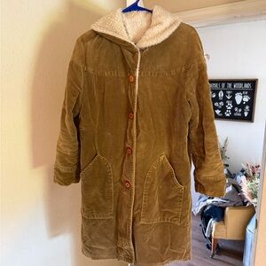 Pea green corduroy long Jacket